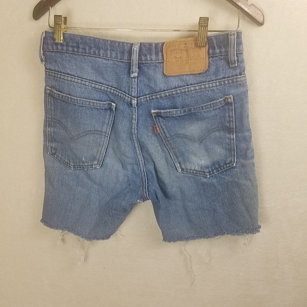 Vintage Levi's Orange Tab Cut Off Denim Shorts Distressed Blue 28 High Rise